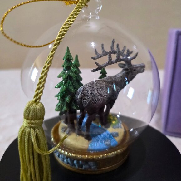 Flavia Milano The Memory Globe Ornament ELK IN THE WOODS Christmas Holiday Boxed - Picture 7 of 17